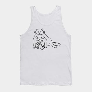 Christmas Chonk Cat says Happy Holidays Line Drawing Tank Top